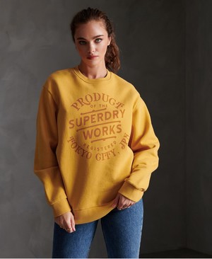 Superdry Workwear Crew Női Pulóver Arany | SDAUB7193